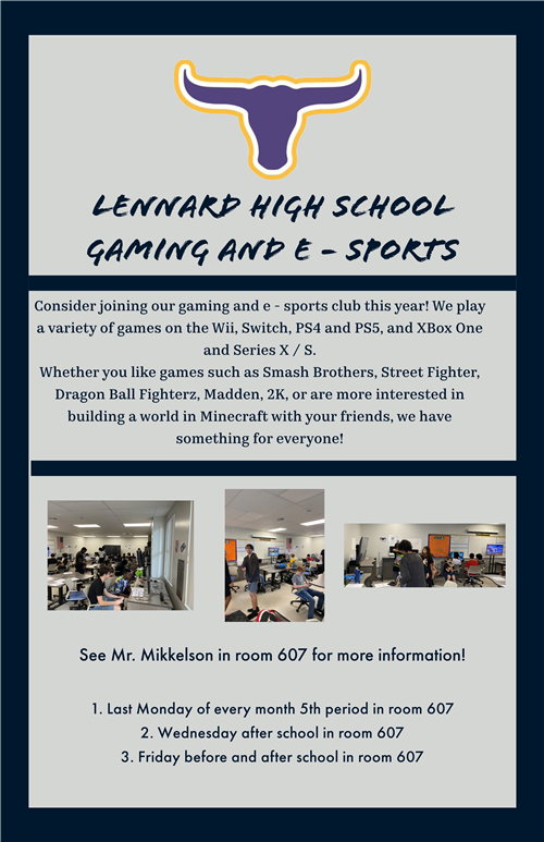 See Mr. Mikkelson in room 607 for details!